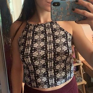 geometric print halter crop top